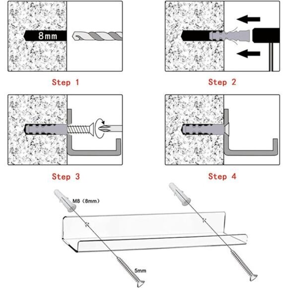 Acrylic Floating Wall Ledge Shelf,Clear Bathroom Storage Shelves Display,Acrylic - Picture 5 of 8